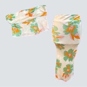 NWOT Fashion Boutique Floral Satin Set